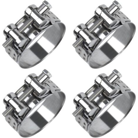 Stainless steel hose clamps, 32–35 mm, 4-piece set, metal hose clamps 304, adjustable stainless steel hose clamps, suitable for hoses, gas connection in the home