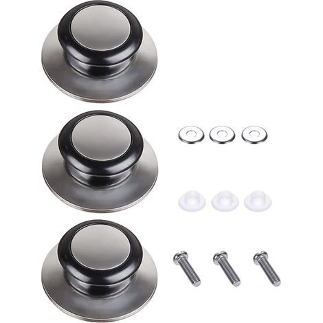 3 piezas de tirador para tapa, botón de tapa adecuado para asas de tapa de vidrio, tapa de olla de acero inoxidable, pomos de cocina (1/5)