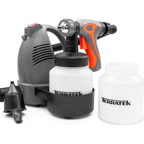 Terratek 650W Electric Hand Held Paint Sprayer, 2 x 800ml Paint Pots, Paint Fence Sprayer