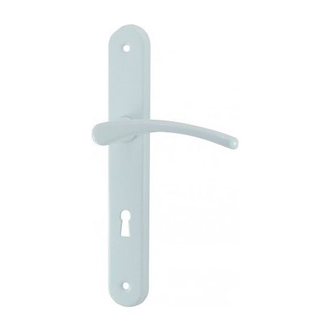 Conjunto de manija de puerta sobre placa Cluses de aluminio lacado blanco DT2000 con pestillo