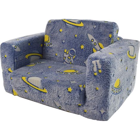 Klappbares Kinder-Sofa aus weichem Plüsch, leuchtend, 106 x 65 x 28,5 cm HOMVRA (1/5)