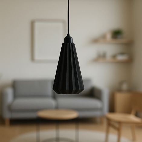 Pendelleuchte "Lindor", weiß/schwarze Deckenrosette/schwarzes Kabel