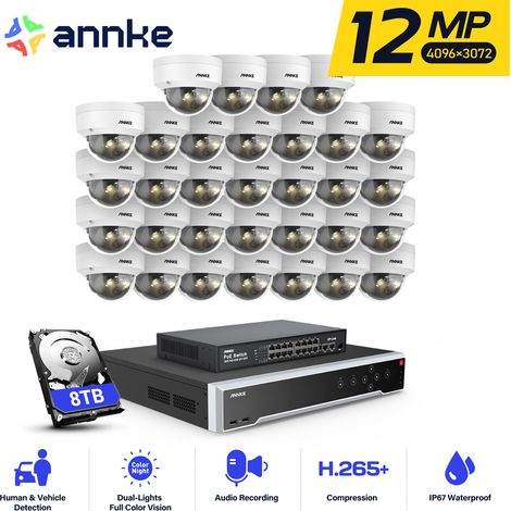 ANNKE 12MP POE Kit di Videosorveglianza 32CH NVR 32×Telecamere Intelligenti Doppia Luce Visione Notturna Avviso E-mail APP/PC Remoto Telecamera di Sorveglianza Esterno Remota 8TB (1/5)