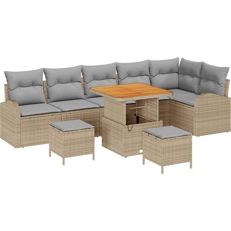 Garden Sofa Set 9 pcs 8-Seater Beige and Light Grey vidaXL (1/5)