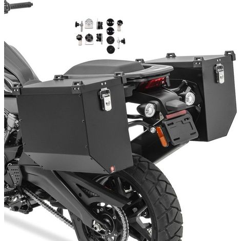 Valises laterales aluminium Moto 36-41 l Bagtecs Atlas + kit pour supports noir