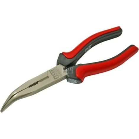 Bgs Technic – Pince à bec demi rond coudé 338 – Longueur 200 mm – Acier trempé – Poignée bi-matière ergonomique – Finition verni mat (1/7)