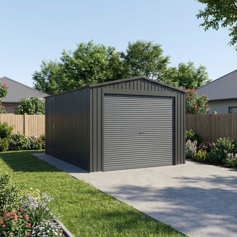 Garage métal 15m2 porte enroulable anthracite X-Metal (1/5)