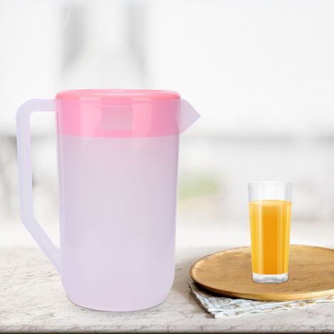 4000 ml große, ungiftige Kunststoff-Kaltwasserflasche (transparenter rosa Deckel) (1/5)