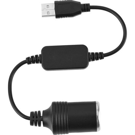 Adaptador USB A macho de 5 V a encendedor de cigarrillos de coche hembra de 12 V con palabras clave adicionales para cámara de salpicadero y GPS: accesorio práctico para la carretera con toma de encen