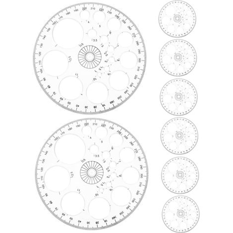Jeu de rapporteurs circulaires professionnels, 8 pièces (1/5)