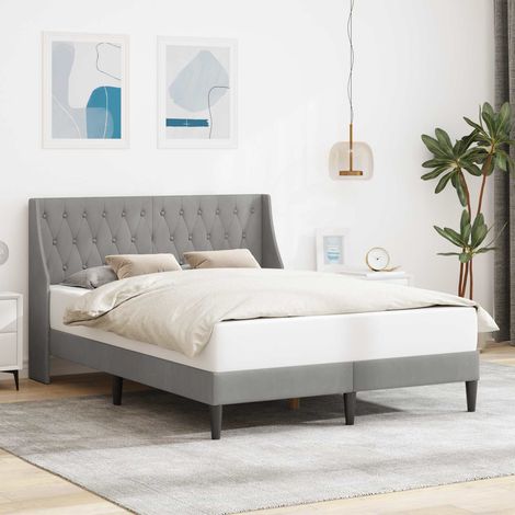 vidaXL Cadre de lit avec tête de lit Gris clair 120 x 190 cm Velours (1/5)