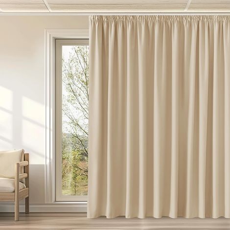 Rideau Beige Galon Fronceur Occultant 300 cm Thermique Intérieur (1/5)