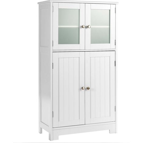 Bathroom Storage Cabinet, Glass Doors, Adjustable Shelf (1/5)