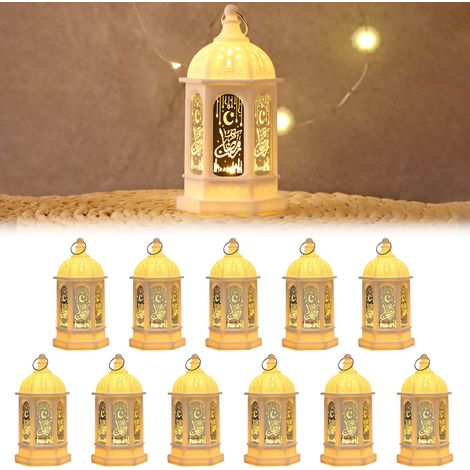 Lot de 12 lampes d'ambiance créatives - lampes à vent hexagonales imprimées blanches (1/5)