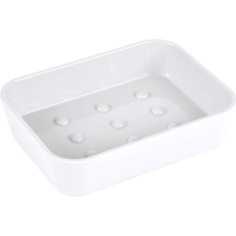 Porte-savon blanc en plastique uni soft 11.9 x 8.9 x 2.3 cm