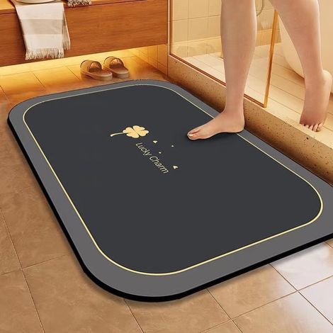 Tapis de bain diatomitique super absorbant, antidérapant, séchage rapide, facile à nettoyer, pour salle de bain et cuisine (60 x 90 cm)