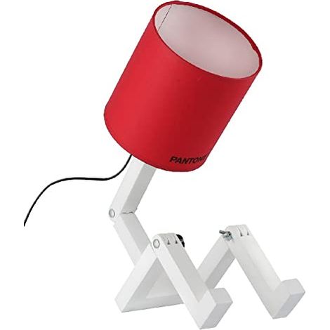Lampe de Table - du Bureau, de la Table de Chevet - Bordeaux, Blanc, Noir en Bois, Pvc, Métal, Tissu, 15 X 40 X 45 cm, 1 X E27, Max 100W (1/5)