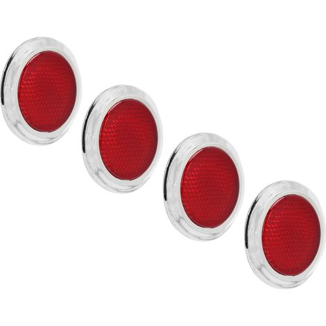 Lot de 4 protège-carrosserie ronds réfléchissants rouges ABS chromé, protection auto moto, garnitures décoratives sécurité (1/5)