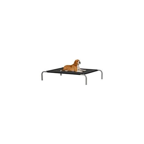 Extra großes, bequemes Hunde-/Katzenbett auf Beinen, Feldbett, 110 x 75 x 20 cm, schwarzes, mikroperforiertes Textilene