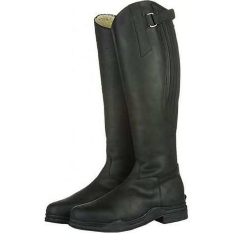 Stivali equitazione in cuoio ingrassato con pelo interno e suola impermeabile per donna e uomo modello Country Artic: 45, Nero