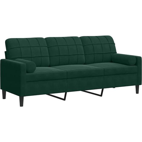 Maison Exclusive - Divano a 3 Posti con Cuscini Verde Scuro 180 cm in Velluto
