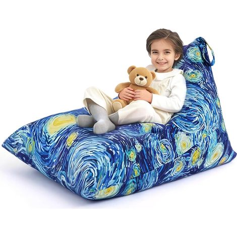 Pouf de Rangement pour Animaux en Peluche pour Enfants (sans Remplissage), Housse de Pouf Extra Large de 250 l Uniquement, Lavable sans Rembourrage en Toile Douce (1/5)
