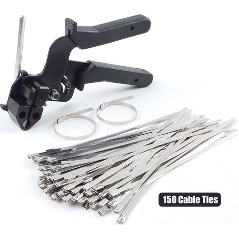 Pince à Colliers Inoxydable + 150 Colliers de Serrage Métalliques,  Utilisation Simple pour Câbles et Faisceaux Électriques (1/5)