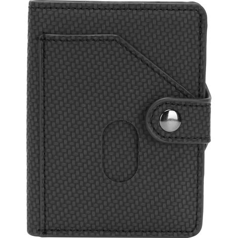 Portefeuille automatique anti-vol en fibre de carbone noire, porte-cartes de crédit et de visite portable, étui pour homme, modèle x-66 (1/5)