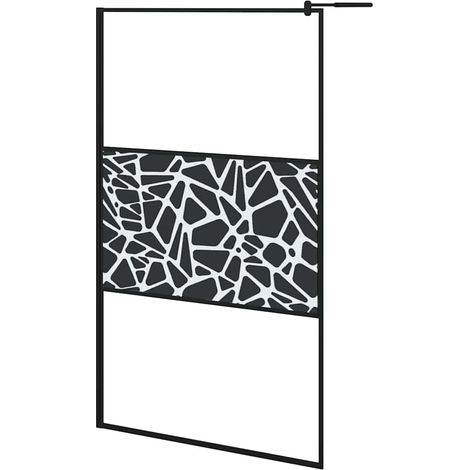 Maison Exclusive - Parete Doccia Walk in 115x195 cm Vetro ESG e Design Pietre Nero (1/5)