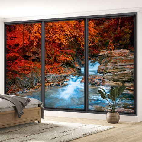 Papier peint panoramique Trompe l'oeil baie vitrée - Rivière - 130 cm x 78 cm (1/5)
