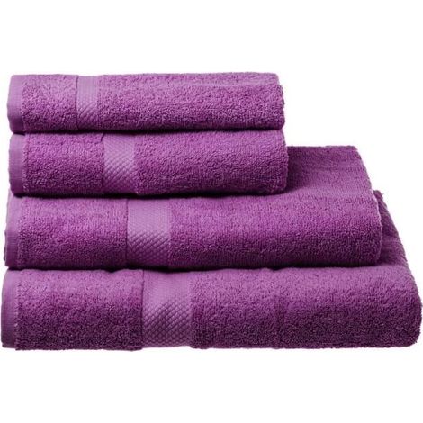 Serviette de bain - JUANIO - Pack de 2 140 x 70 cm - 100% coton 550 g/m² - Violet (1/3)
