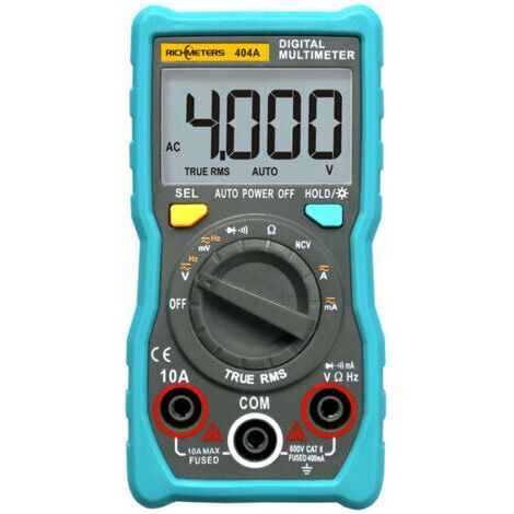 RICHMETERS 404A Multimètre numérique Ampèremètre à plage automatique True-RMS Smart NCV Portable 4000 points Écran LCD Plage automatique Outils de mesure de courant de tension AC/DC (1/5)