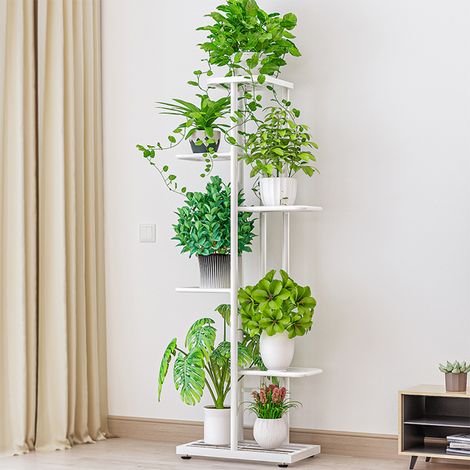 Présentoir à 6 niveaux pour Pots de fleurs, support pour plantes, échelle de rempotage, jardinière, étagère de rangement robuste pour plantes en pot