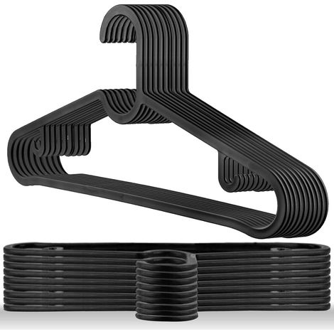 20 Pièces Cintres Plastique, Noir Ceintres pour Adultes Peu Encombrants (1/5)