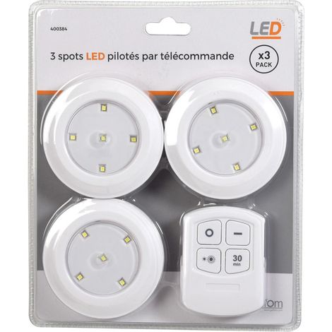 Lot de 3 spots leds avec télécommande (1/4)