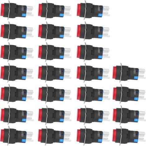 25 interrupteurs poussoirs ronds 16mm mini à retour automatique avec voyant 12V pour équipement d'automatisation rouge (1/5)