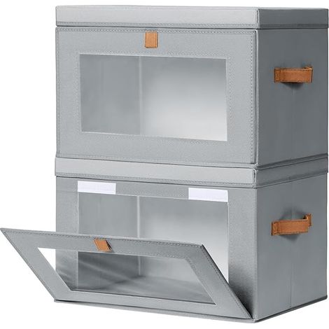 Storage Box with Lid - Set of Fabric Storage Boxes, 42 x 30 x 28 cm, Suitable for Cubic, Foldable, Clothes, Closet, Bedroom, Children's Room, Grey (1/5)
