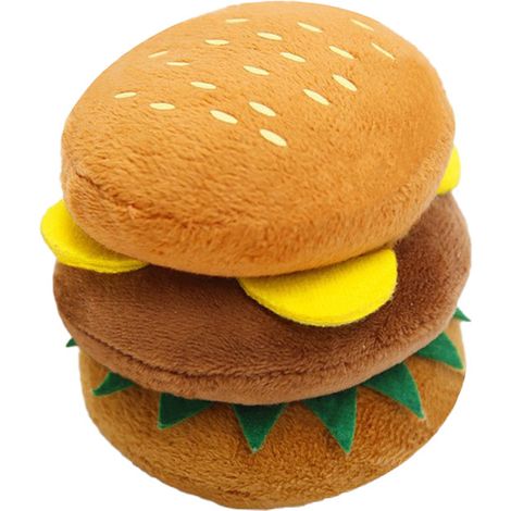 Plüschtier in Hamburgerform für Hunde, niedliches Quietschspielzeug, zur Linderung von Langeweile, Angstzuständen und Zähneknirschen. (1/5)