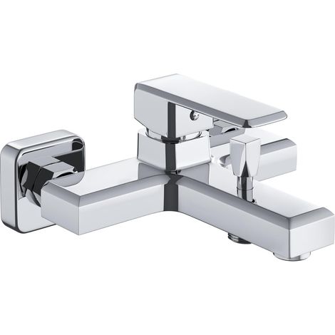 Mitigeur Monocommande Bain Douche,Mitigeur de Baignoire avec Mousseur économique d'eau,Chromé,Forme Carrée,Montage Mural (1/5)