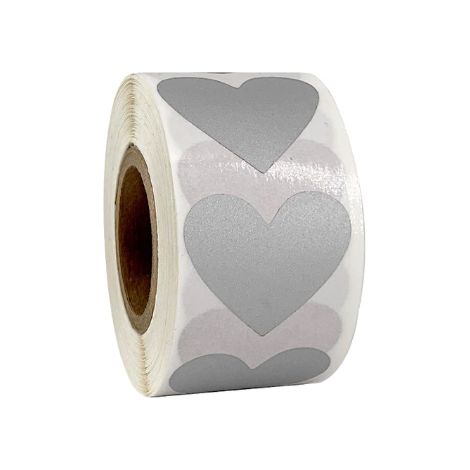 Adesivi a forma di cuore da grattare, 25 mm, grigi, confezione da 300 pezzi.