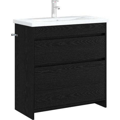 vidaXL Bathroom Under Sink Cabinet Black Oak 78.5 x 37.5 x 81 cm