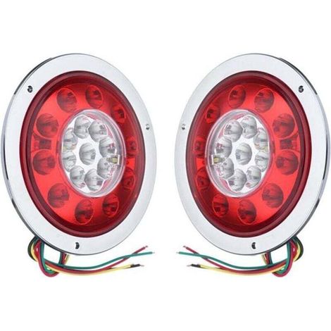 Set mit 2 runden 19-LED-Rückleuchten, Bremslichtern, gelb-roten Positionsleuchten für LKW, Anhänger, Lastwagen, Blinker, Bremslicht 10-30V (silber)
