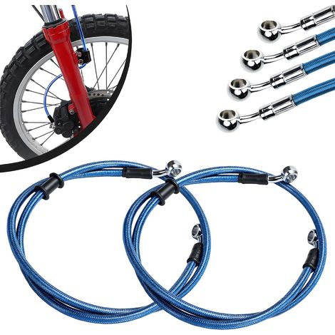 2 Pièces Durite Frein Moto 140cm,Durite Aviation Embrayage Hydraulique pour Pit Bike Dirt Bike Enduro Motocross ATV Quad Bleu (1/5)