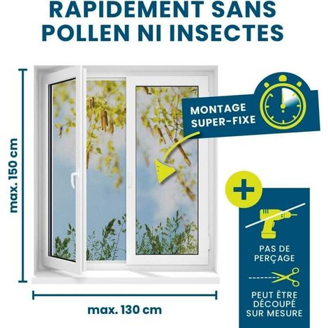 Moustiquaire fenêtre magnétique 150×130 cm Sans perçage ni vis Fixation aimantée facile (1/5)