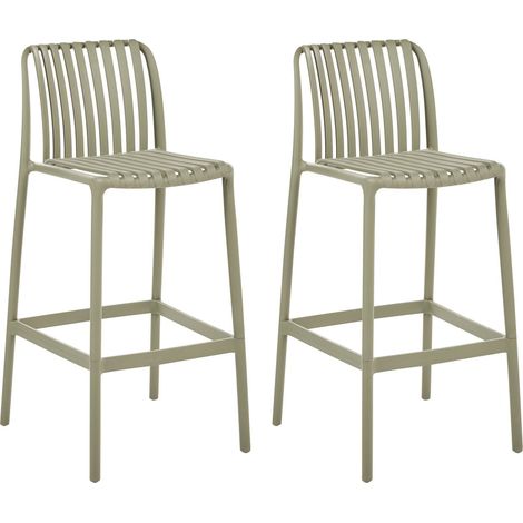 Set of 2 Dining Bar Chairs Green Synthetic Material Indoor and Outdoor Armless Modern Style ARICCIA (1/5)