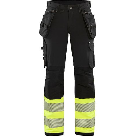 Pantalon de travail haute visibilité stretch 4D femme 7193 - Noir/Jaune fluo L - FR(44) - SE(C42) - Standards