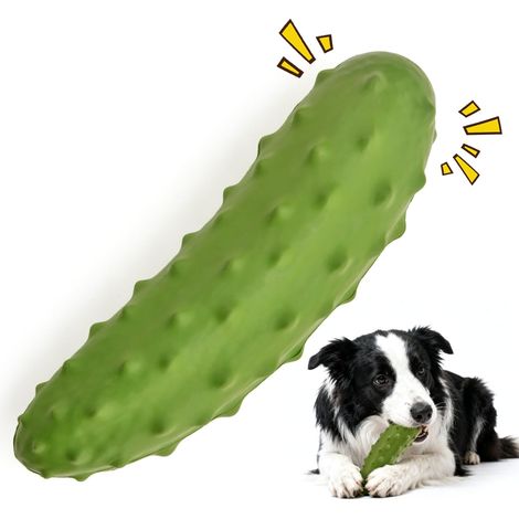 Jouet à Mâcher en Forme de Concombre pour Chien en Caoutchouc Naturel avec Sifflet Intégré pour Nettoyage des Dents Jouet Sonore Résistant pour Chiens Moyens et Grands (1/5)