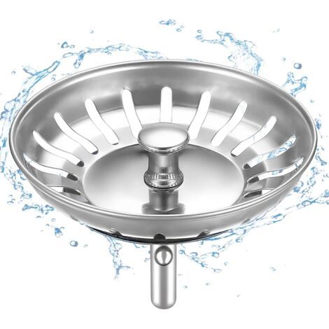 Bouchon d'Evier de Cuisine 82 mm - épaissi Acier Inoxydable Panier pour Bonde Evier Cuisine - Filtre Evier Cuisine Anti Colmatage avec Attrape Cheveux et Filtre pour éviers de Cuisine (1/5)