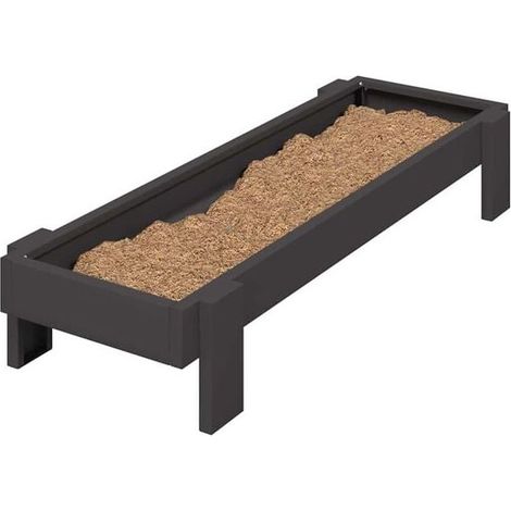 Plateau pour aliments pour poules, noir, 80 x 28 x 13,5 cm