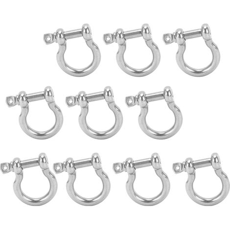 10 manilles étrier en acier inoxydable forme U avec goupille M5 pour camping randonnée escalade lot de 10 (1/5)